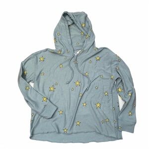 Chaser Lightweight  Blue Yellow Stars Hoodie Med